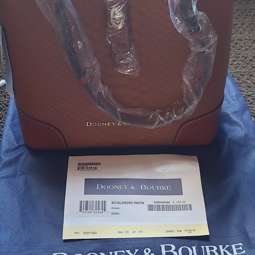 Dooney & Bourke Medium Brown Embossed Honey Color Hobo